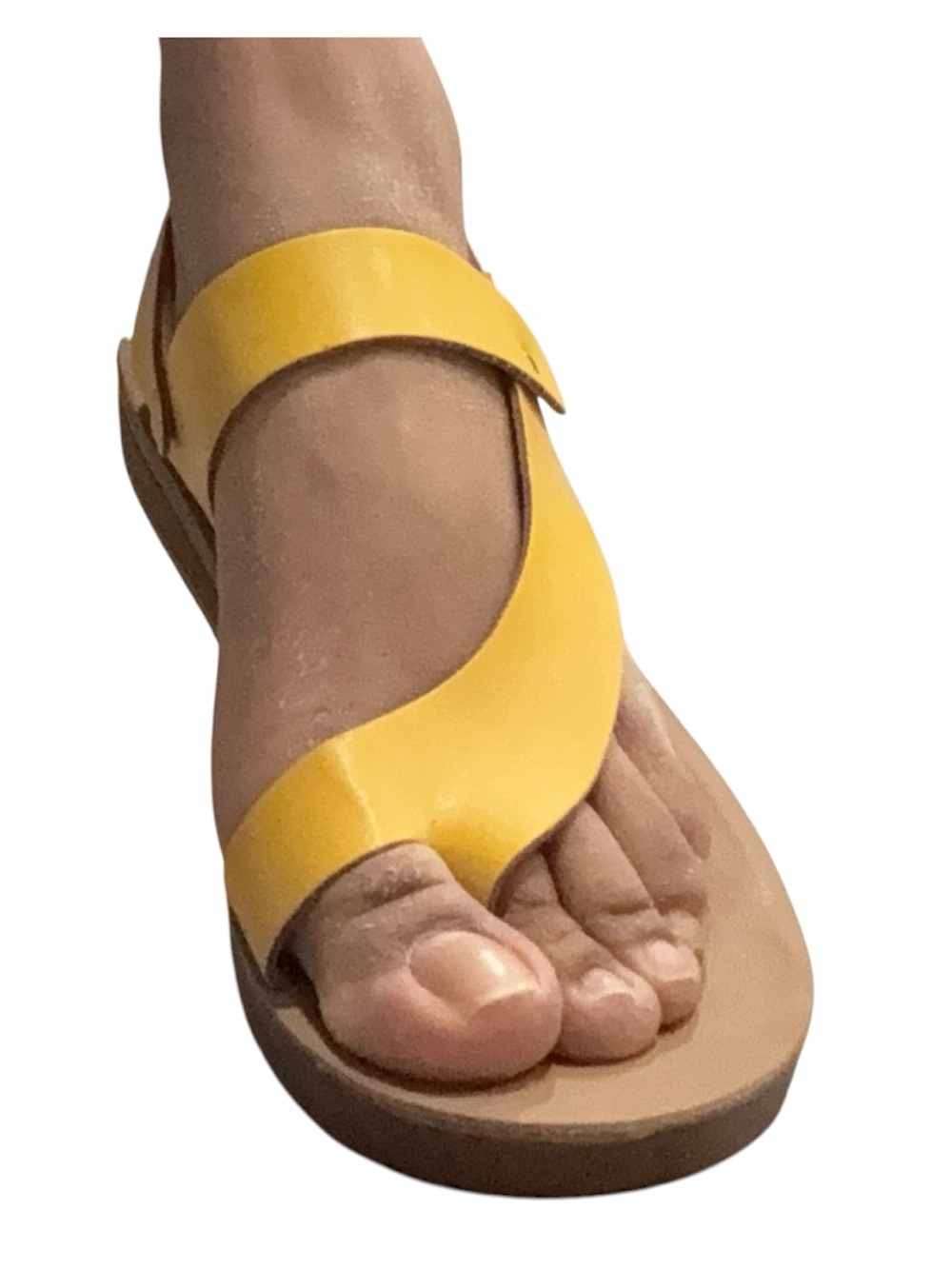 CL By Laundry Yellow Toe-Loop Sandals with Ankle Strap